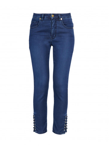 HIGH-WAISTED EMBROIDERED CROPPED JEANS