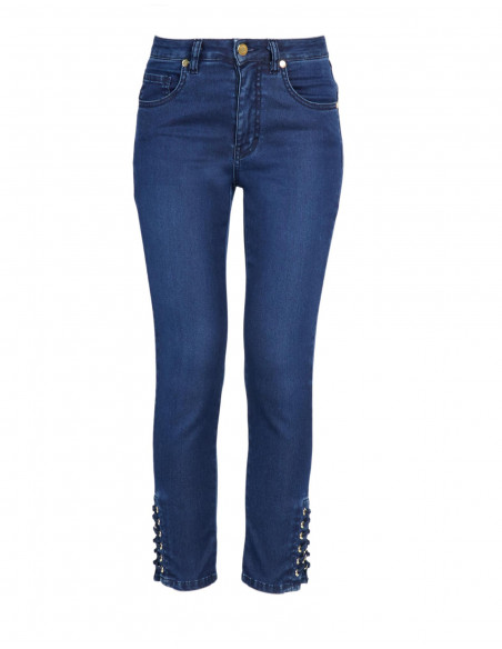 HIGH-WAISTED EMBROIDERED CROPPED JEANS