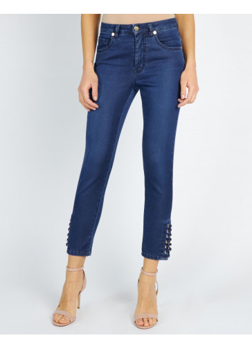 JEANS CROPPED VITA ALTA RICAMATI 2