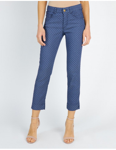 REGULAR-WAISTED JACQUARD CROPPED JEANS