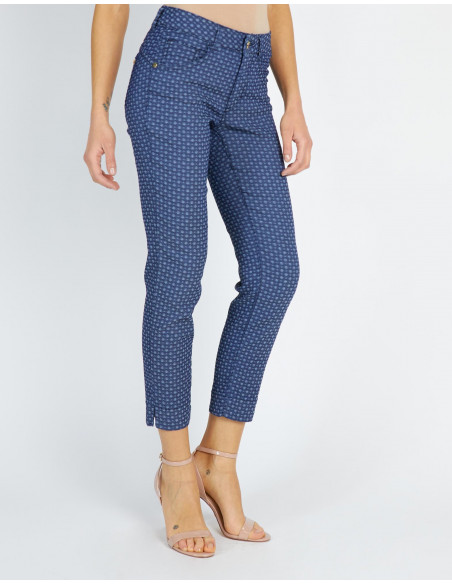 REGULAR-WAISTED JACQUARD CROPPED JEANS