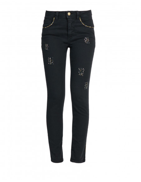 JEANS SKINNY VITA ALTA CON RAMMENDI DORATI