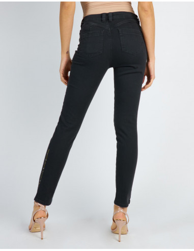 HIGH-WAISTED SKINNY JEANS WITH GOLDON PATCHES