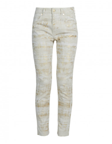 HIGH-WAISTED, GOLDEN PRINTED SKINNY JEANS