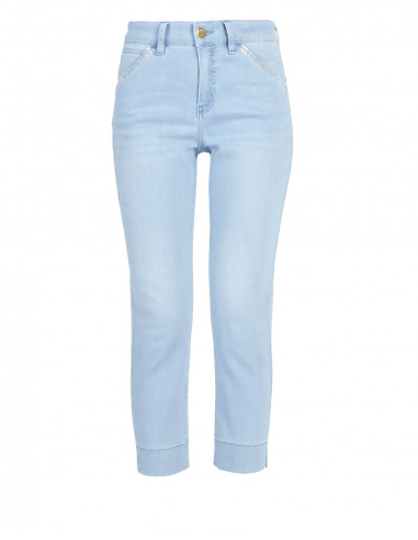 HIGH-WAISTED, EMBROIDERED CROPPED JEANS