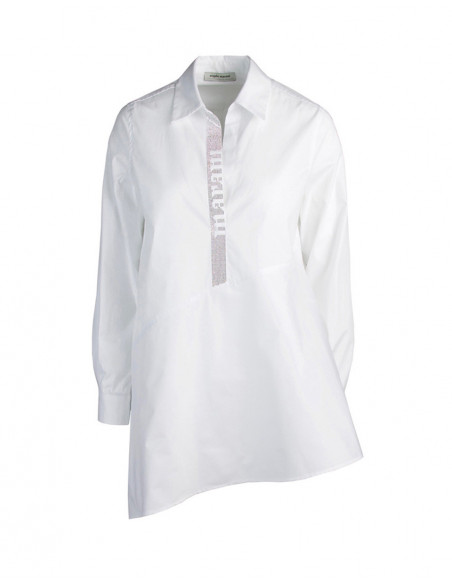 EMBROIDERED ASYMMETRIC OVERSIZED BLOUSE