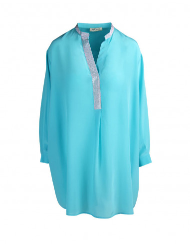 CHEMISE AMPLE ASYMETRIQUE BRODEE