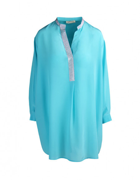 CHEMISE AMPLE ASYMETRIQUE BRODEE