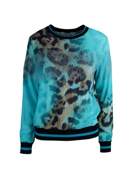 SPORTY, SHADED ANIMAL-PRINTED SWEATSHIRT â€“ BLOUSE