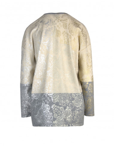 LAMINATE-BROCADE - PRINTED V-NECK JUMPER IN LUREX