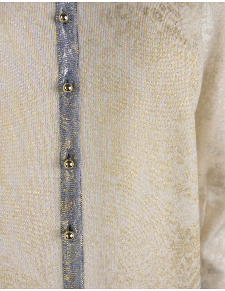VESTE RAS-DU-COU EN LUREX IMPRIMEE' BROCART
