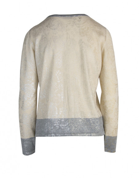 VESTE RAS-DU-COU EN LUREX IMPRIMEE' BROCART