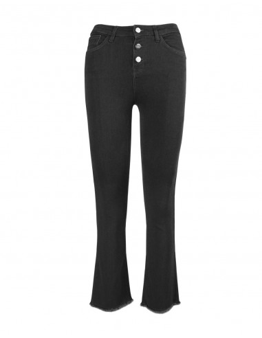 FLARED, CROPPED JEANS WITH BUTTONS