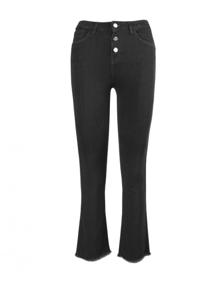 FLARED, CROPPED JEANS WITH BUTTONS