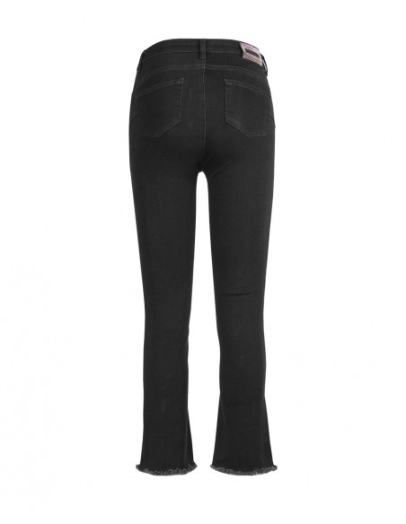 FLARED, CROPPED JEANS WITH BUTTONS