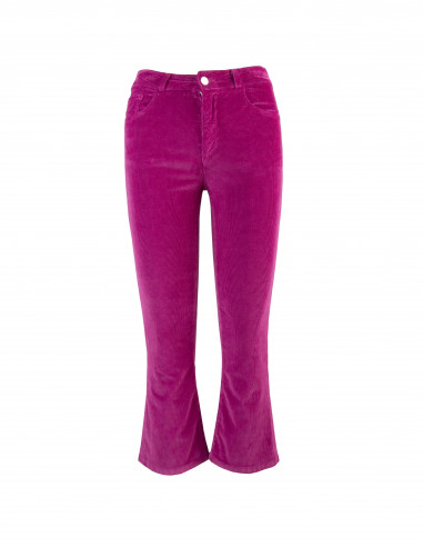 DYED, VELVET,  HIGH-WAISTED FLARED TROUSERS