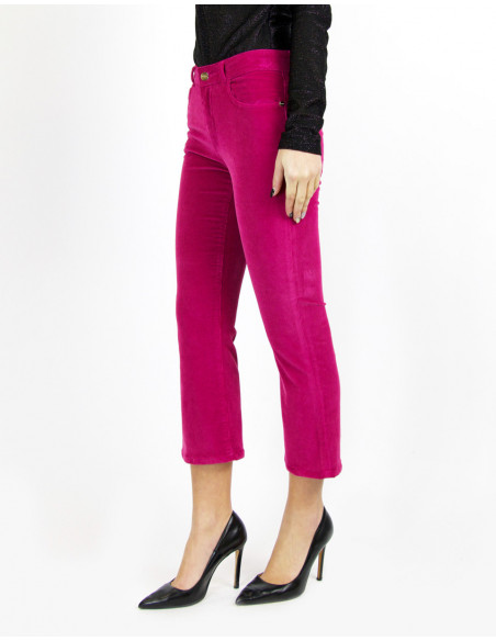 DYED, VELVET,  HIGH-WAISTED FLARED TROUSERS