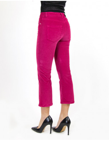 DYED, VELVET,  HIGH-WAISTED FLARED TROUSERS
