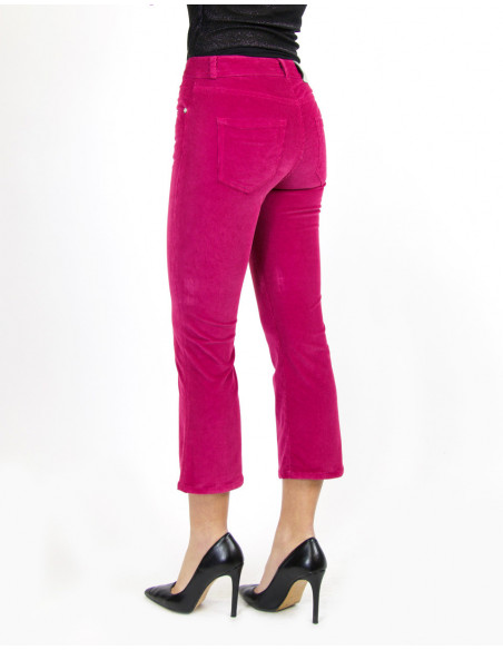 DYED, VELVET,  HIGH-WAISTED FLARED TROUSERS