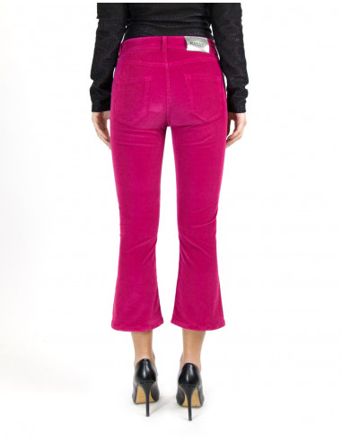 DYED, VELVET,  HIGH-WAISTED FLARED TROUSERS
