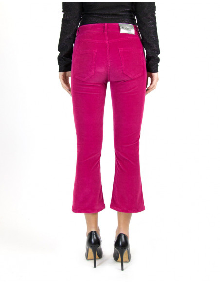 DYED, VELVET,  HIGH-WAISTED FLARED TROUSERS