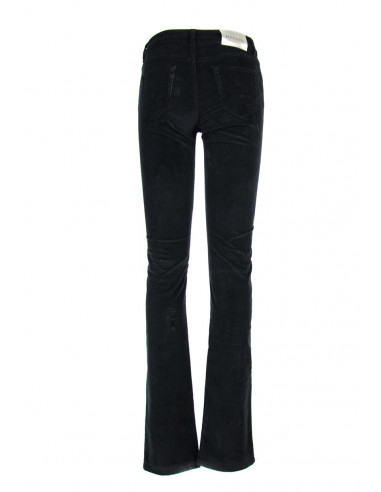 PANTALON TUBE TAILLE HAUTE EN VELOURS TEINTE'