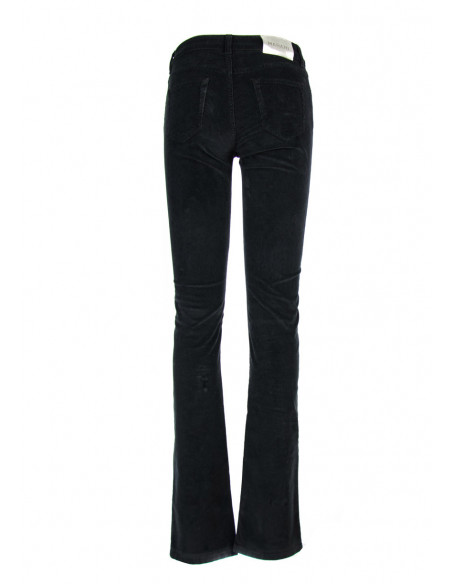 PANTALON TUBE TAILLE HAUTE EN VELOURS TEINTE'