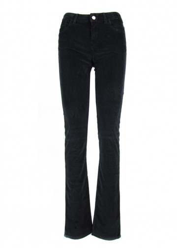PANTALON TUBE TAILLE HAUTE EN VELOURS TEINTE'
