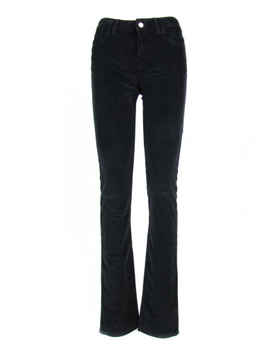 PANTALON TUBE TAILLE HAUTE EN VELOURS TEINTE'