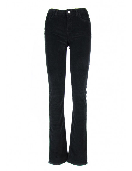 PANTALON TUBE TAILLE HAUTE EN VELOURS TEINTE'