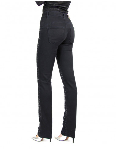 SEQUINED HIGH-WAISTED TUBE JEANS