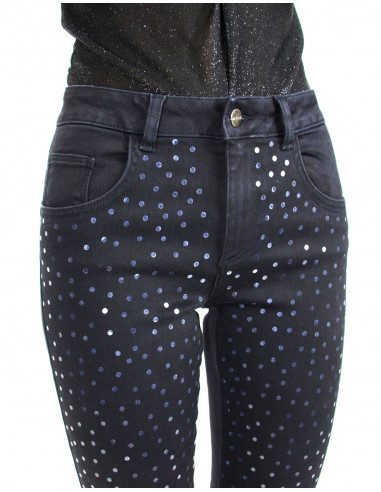 SEQUINED HIGH-WAISTED TUBE JEANS