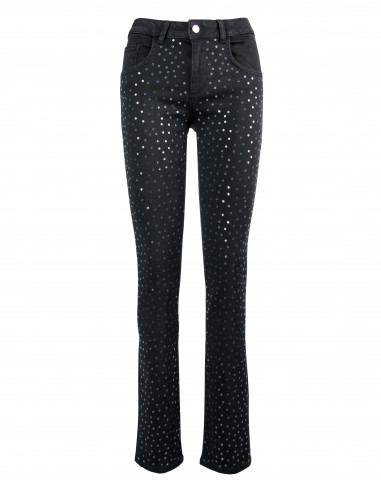 SEQUINED HIGH-WAISTED TUBE JEANS