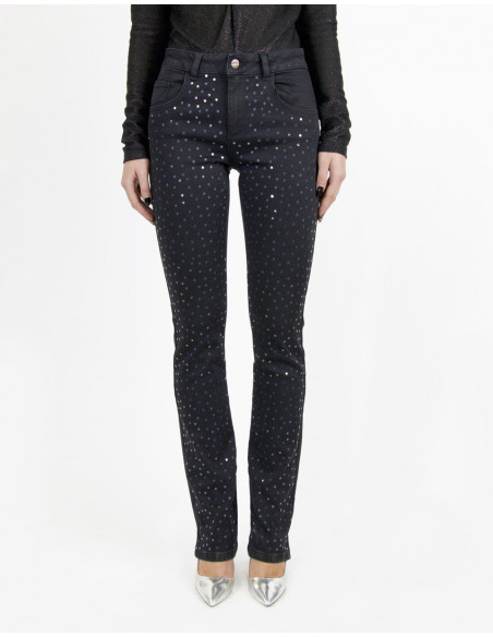 SEQUINED HIGH-WAISTED TUBE JEANS
