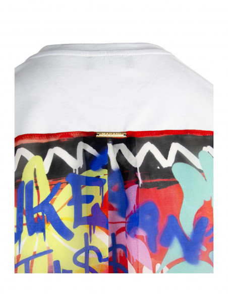 T-SHIRT C/FOULARD STAMPA GRAFFITI