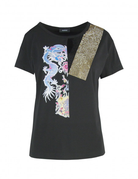 T-SHIRT CON DRAGONE E APPLICAZIONI