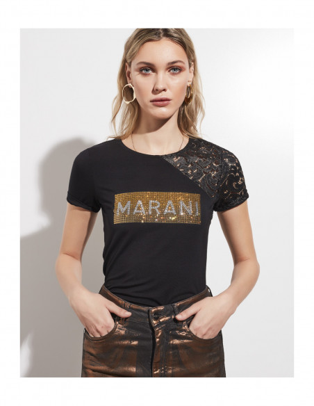 T-SHIRT MANICA PIZZO